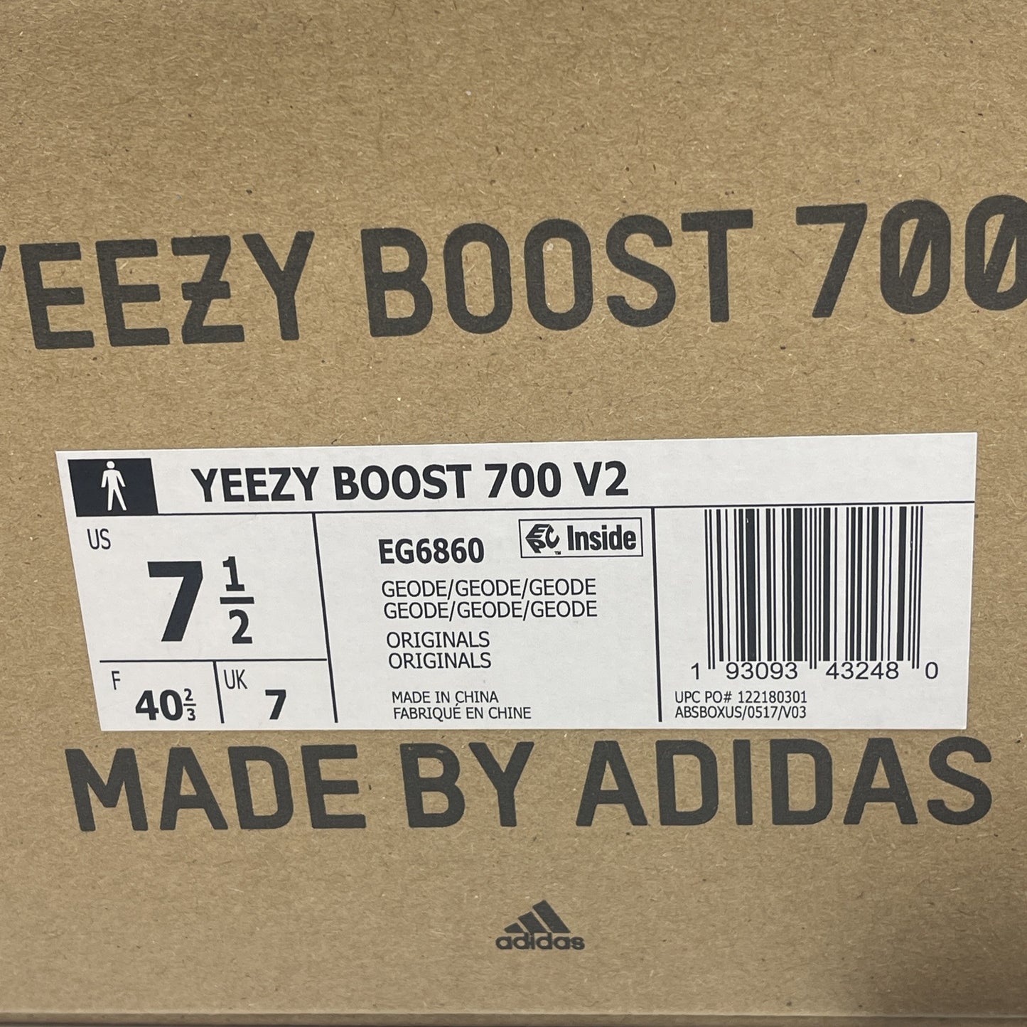 Size 7.5 - adidas Yeezy Boost 700 V2 Geode Black Suede Leather (EG6860)