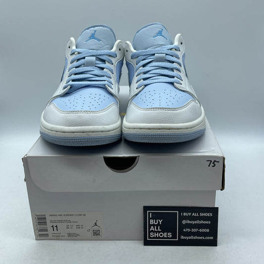 Size 11 - Jordan 1 Low SE Reverse Ice Blue White Suede Leather (DV1299-104)