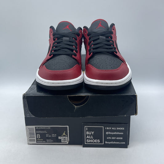 Size 8 - Air Jordan 1 Low Reverse Bred Black Red Leather (553558-605)