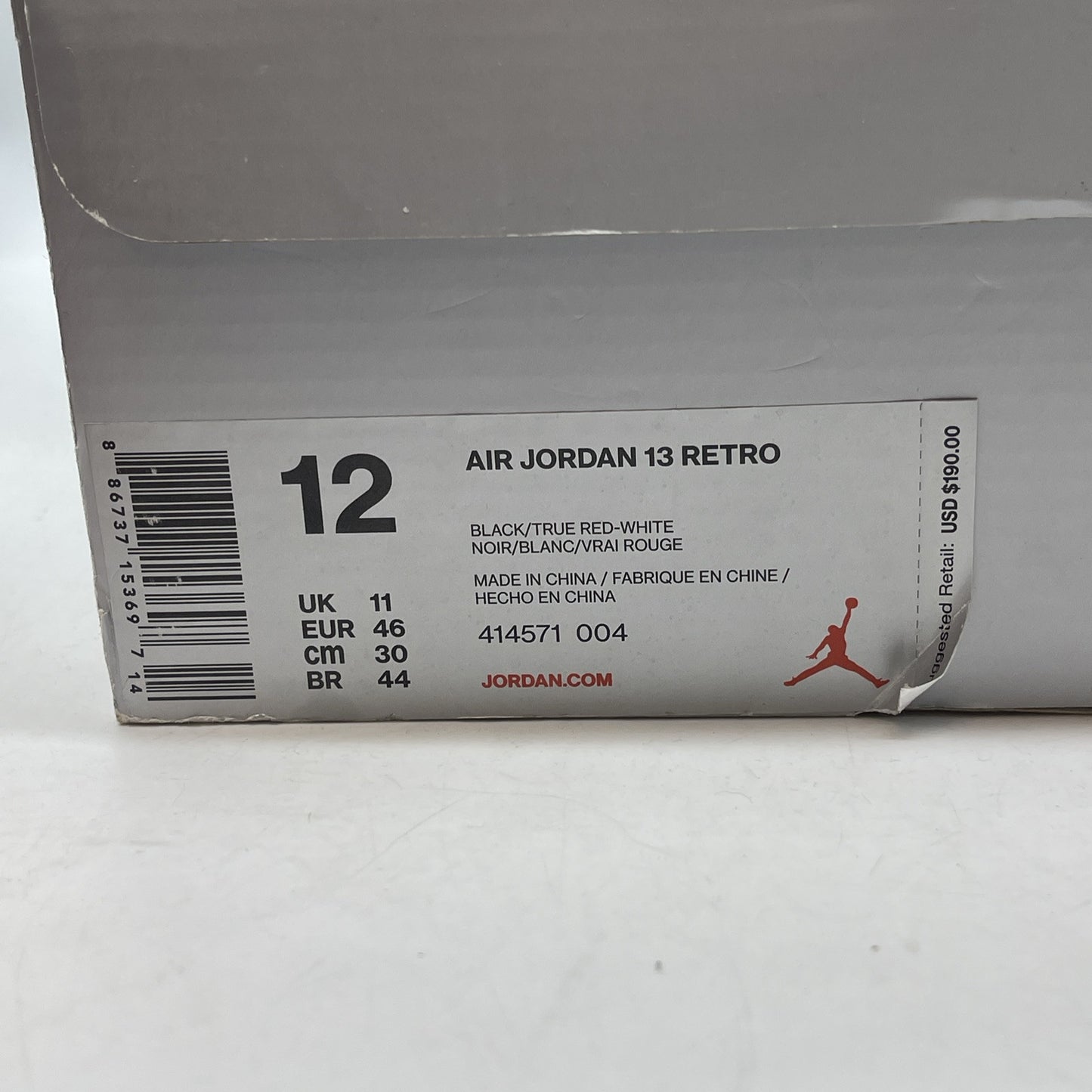 Size 12 - Jordan 13 Retro Bred Red Black Suede (414571-004)