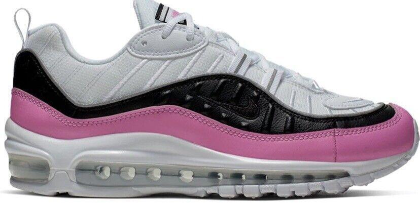 Size 6.5W- Nike Air Max 98 SE China Rose Black White Suede Leather (AT6640-100)