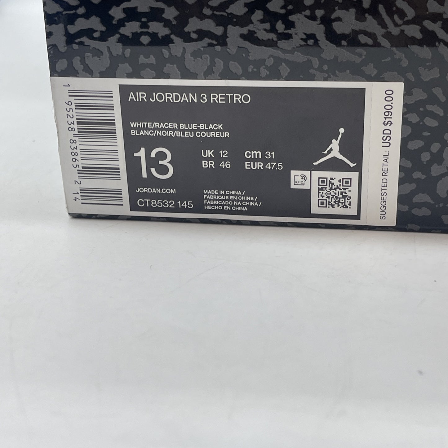 Size 13 - Jordan 3 Retro Mid Racer Blue White Black Suede Leather (CT8532-145)
