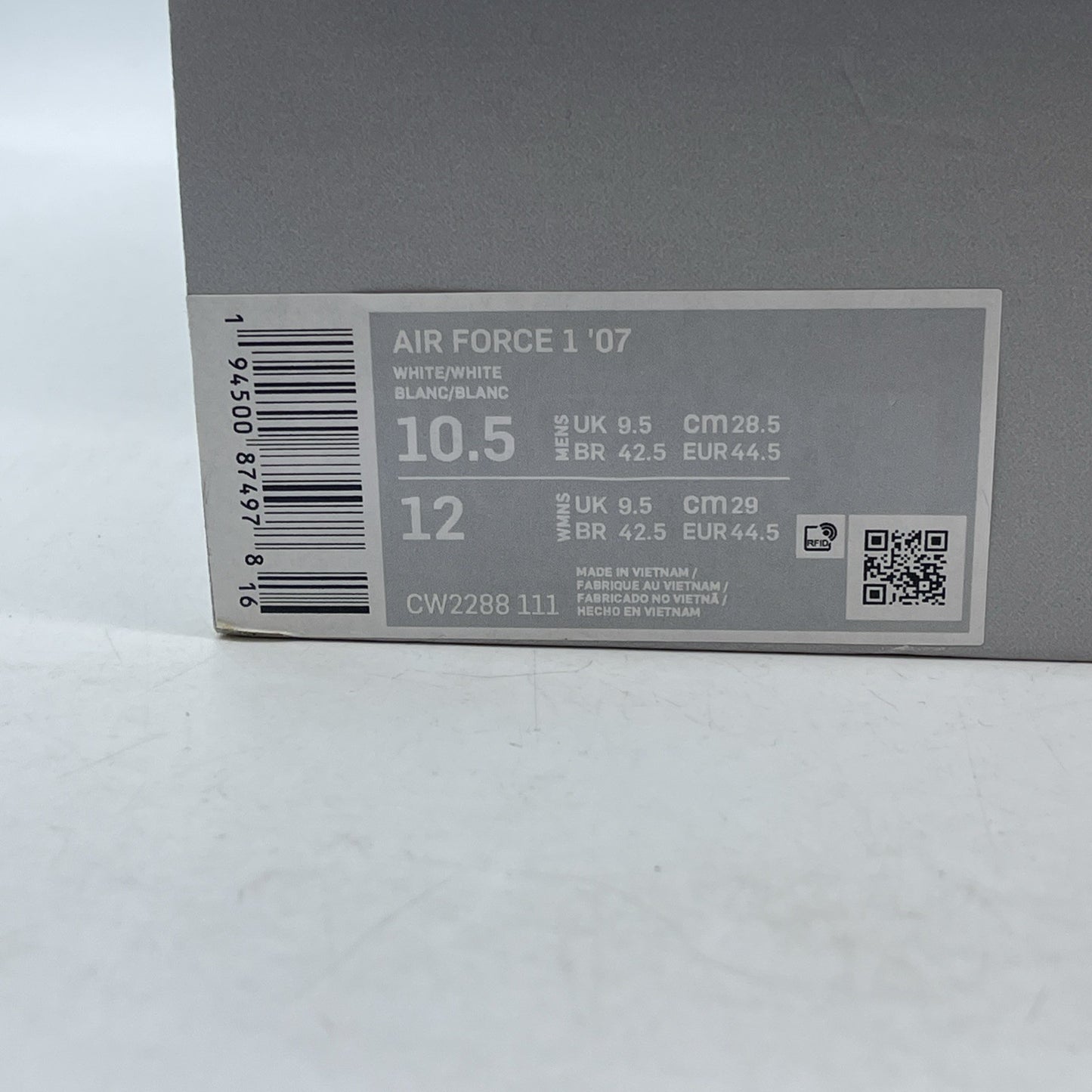 Size 10.5 - Nike Air Force 1 '07 Low Triple White Leather (CW2288-111)