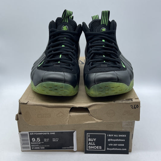 Size 9.5 - Nike Air Foamposite One HOH Electric Green Black Suede (314996-030)