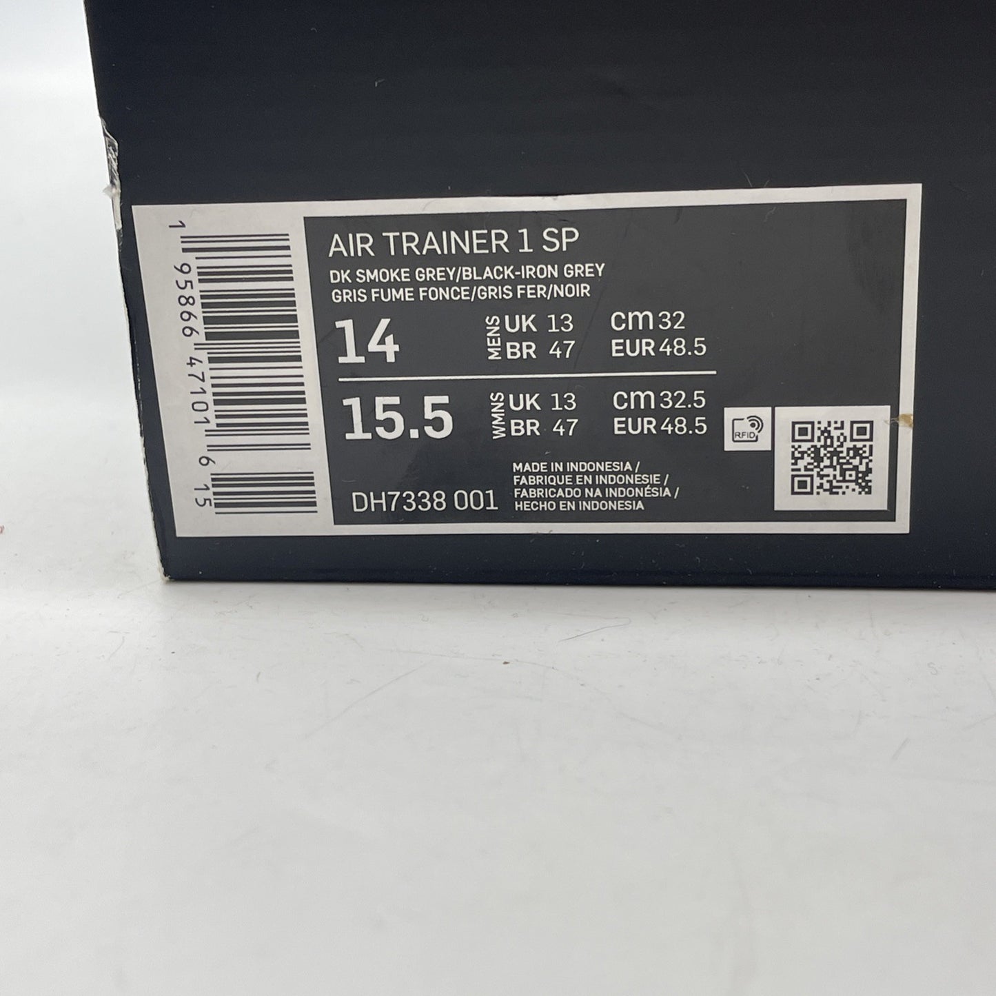 Size 14 - Nike Air Trainer 1 Utility Dark Smoke Grey Suede Leather (DH7338-001)