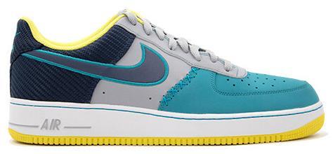 Size 12 - Nike Air Force 1 Low Grey Teal Blue Yellow Suede Leather (488298-039)