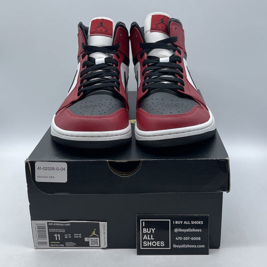 Size 11 - Jordan 1 Mid Chicago Black Toe Red White Leather (554724-069)