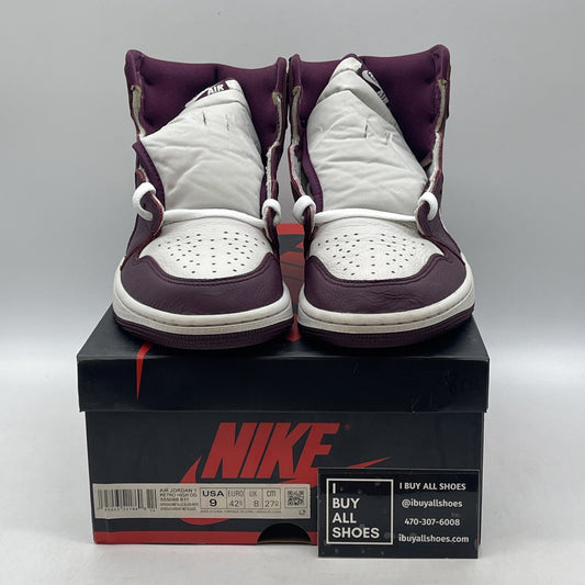 Size 9 - Jordan 1 Retro High OG Bordeaux Purple White Leather (555088-611)