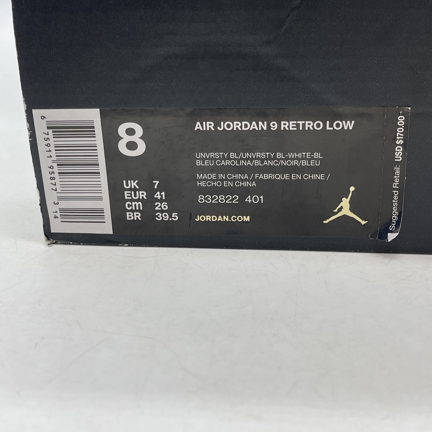 Size 8 - Air Jordan 9 Retro Low Pantone Blue Black Leather (832822-401)