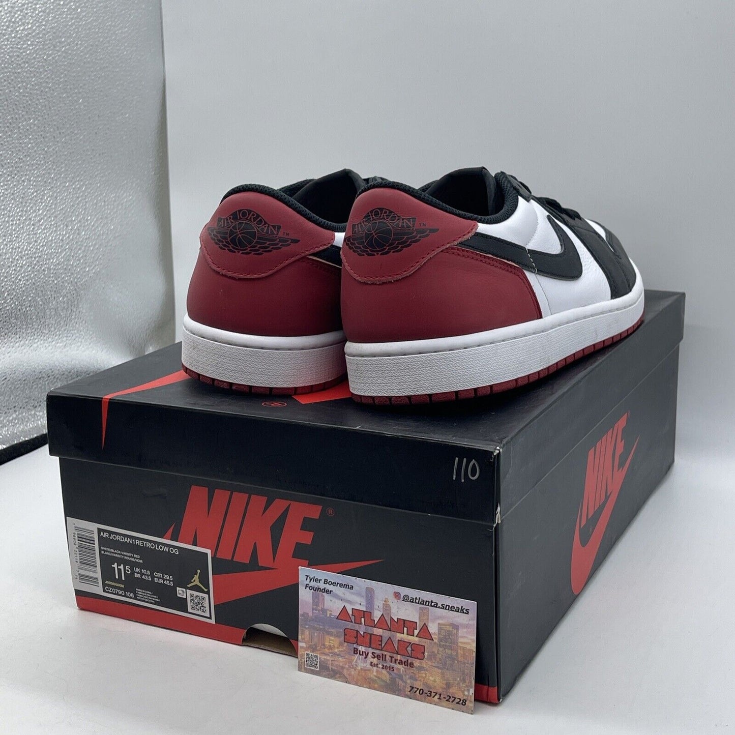 Size 11.5 - Air Jordan 1 Retro OG Low Black Toe White Leather (CZ0790-106)