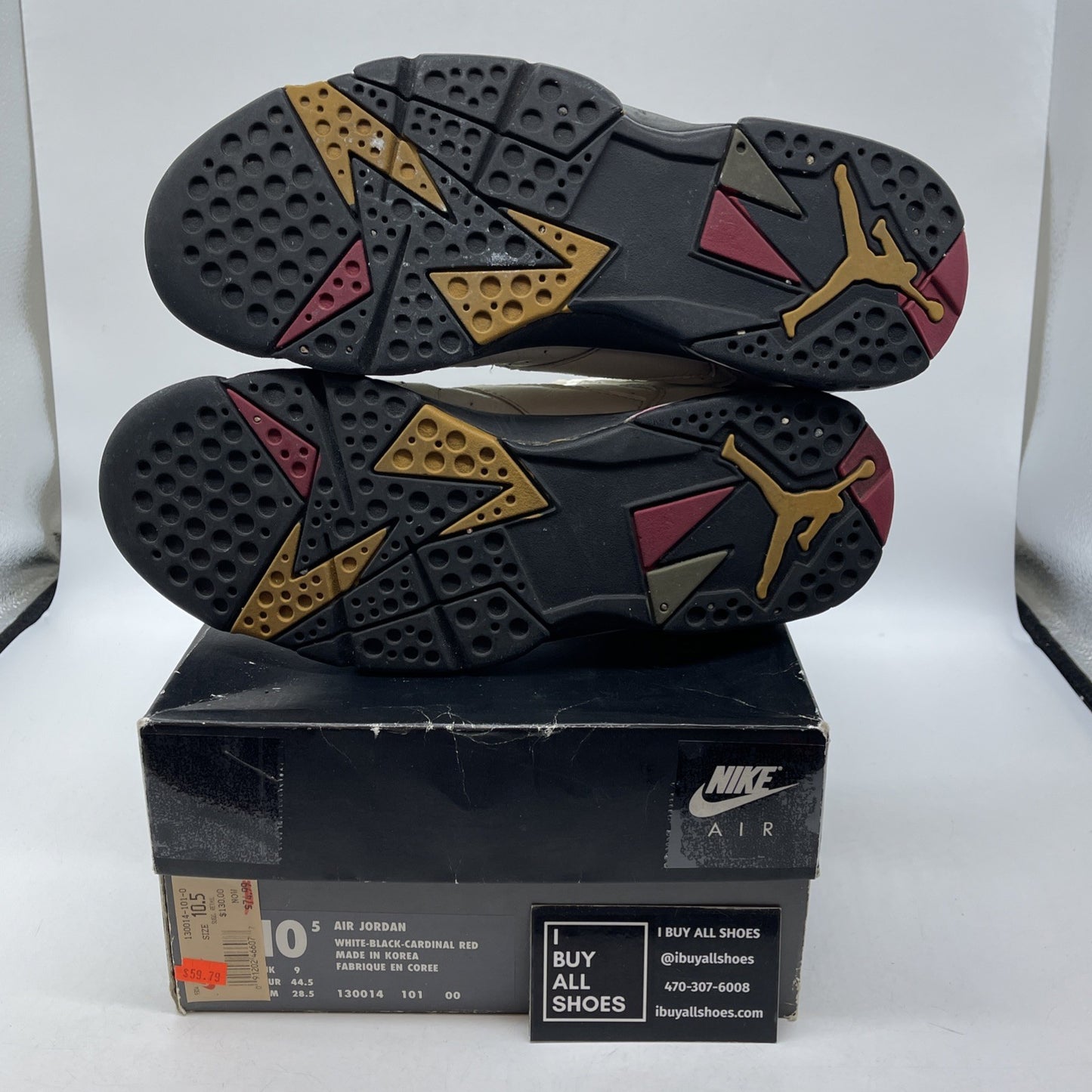 Size 10.5 - Air Jordan 7 OG 1992 Cardinal White Gold Leather (130014-101)