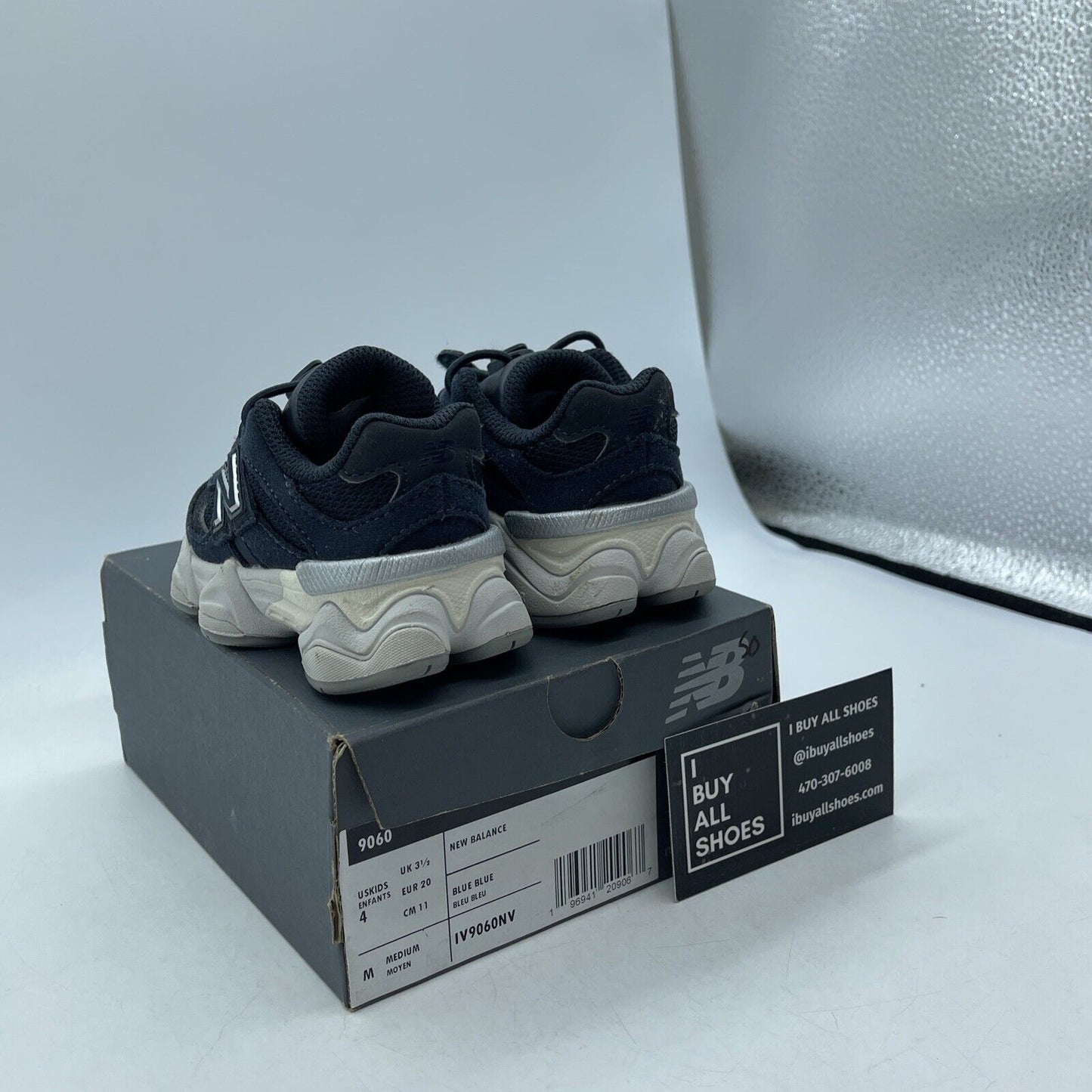 Size 4C - Toddler Kid's New Balance 9060 Eclipse Navy Suede Leather  (IV9060NV)