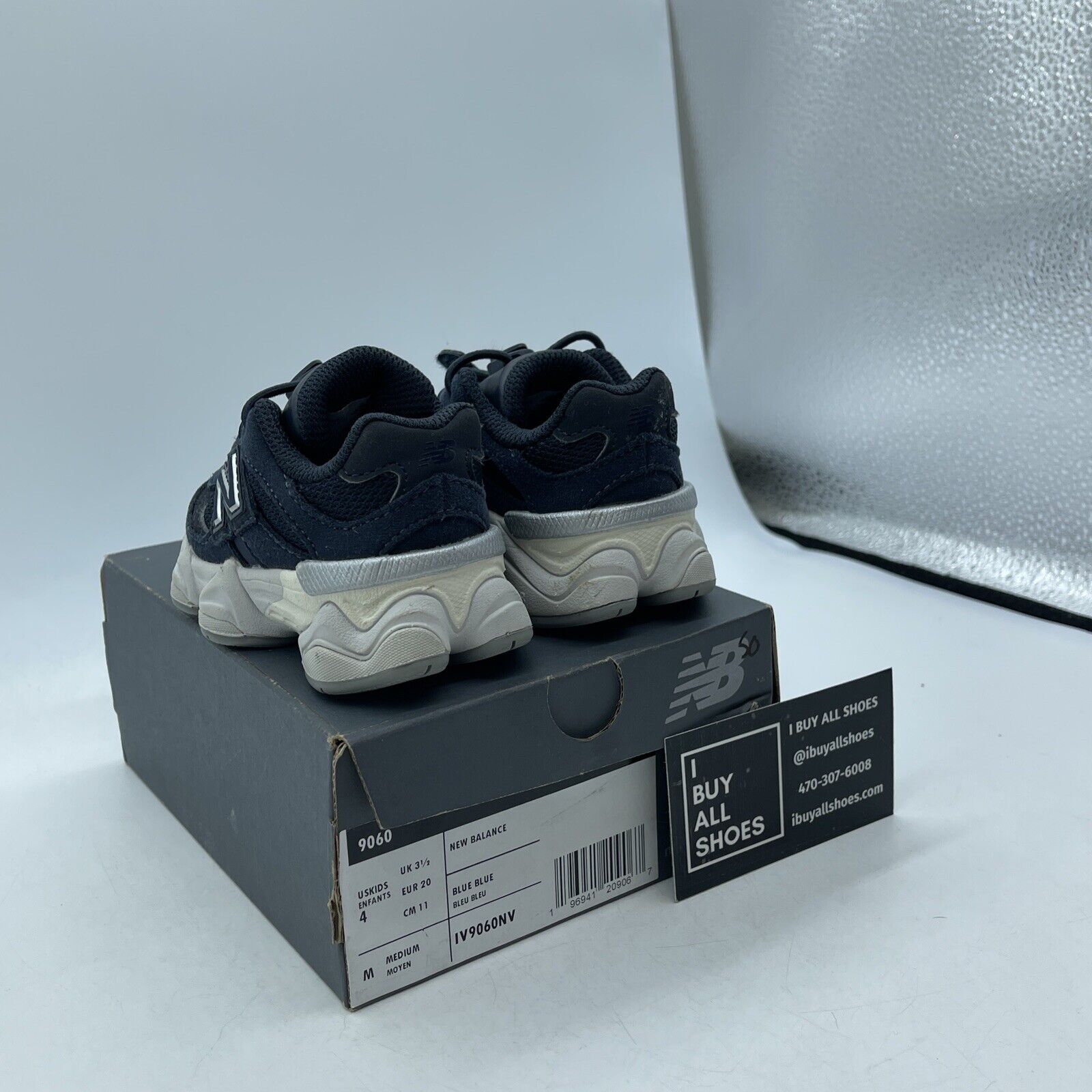 Size 4C - Toddler Kid's New Balance 9060 Eclipse Navy Suede Leather  (IV9060NV)