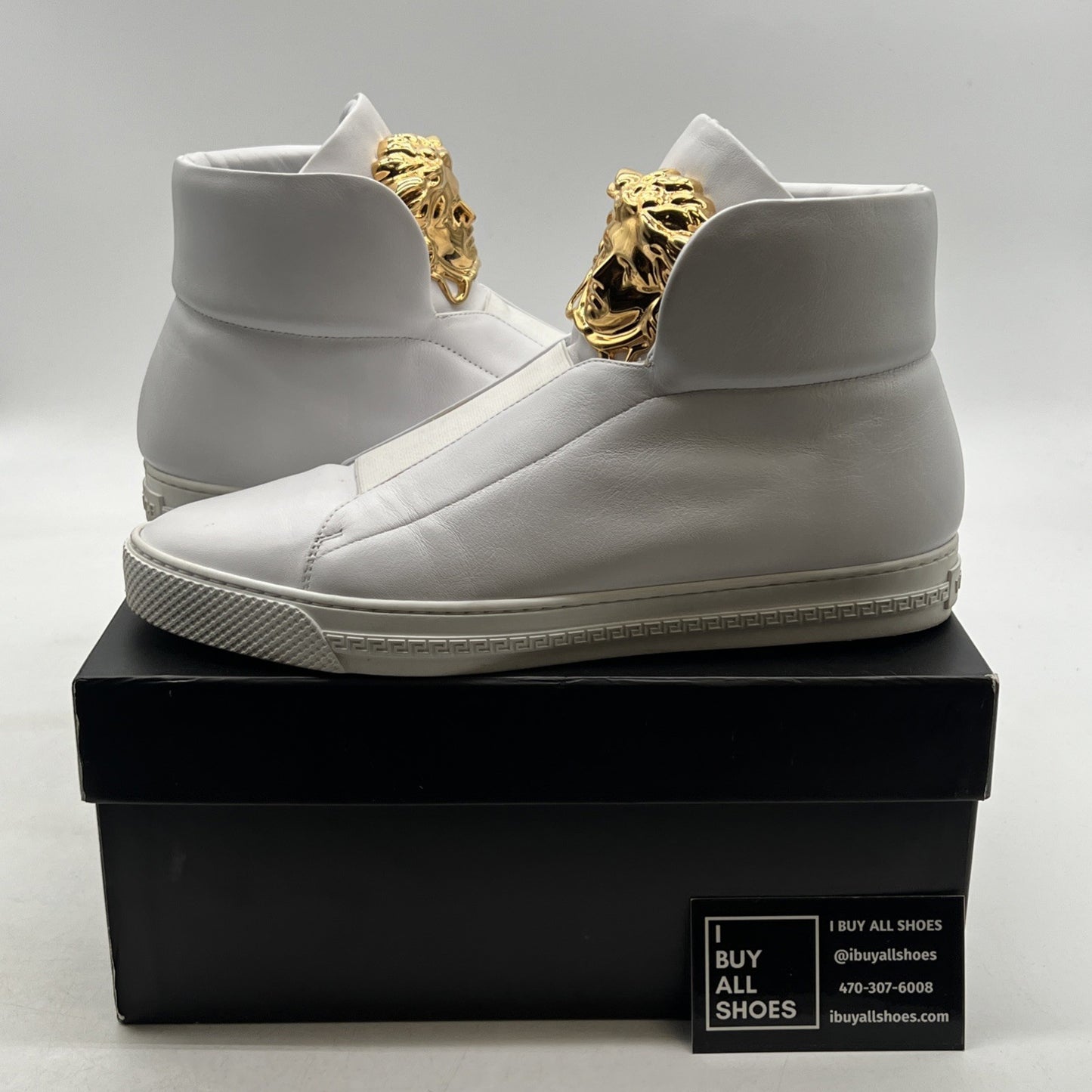 Size 40 - Versace Men’s Palazzo Gold Medusa White High Top