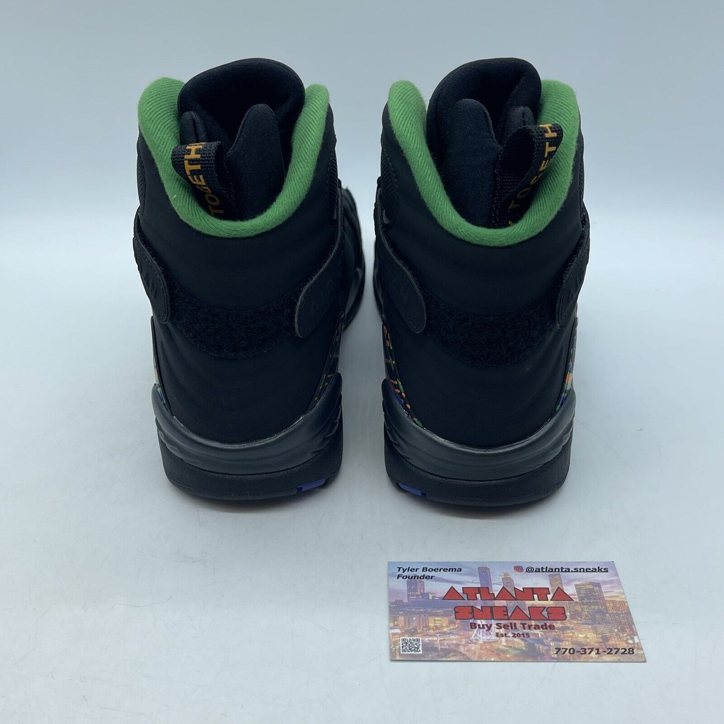 Size 8.5 - Air Jordan 8 Retro Tinker - Air Raid Black Green Suede (305381-004)