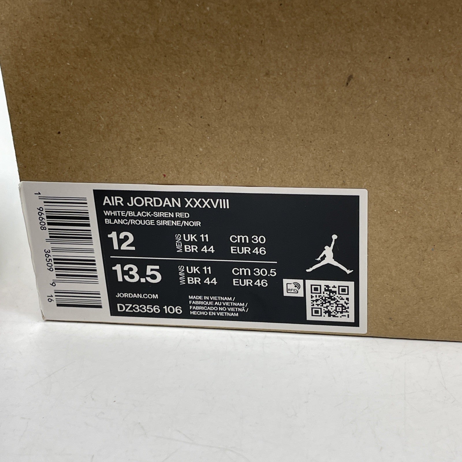 Size 12 - Air Jordan 38 Fundamental Black White Suede Leather (DZ3356-106)