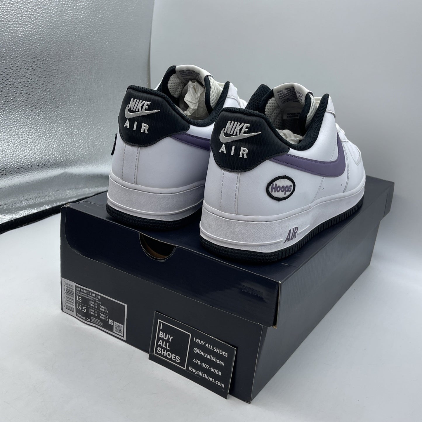 Size 13 - Nike Air Force 1 '07 LV8 Hoops - White Canyon Purple (DH7440-100)