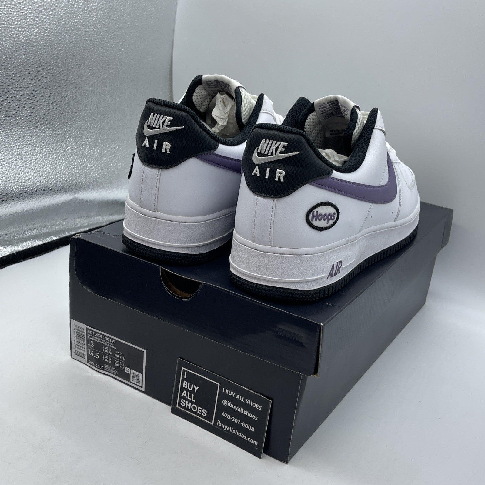 Size 13 - Nike Air Force 1 '07 LV8 Hoops - White Canyon Purple (DH7440-100)
