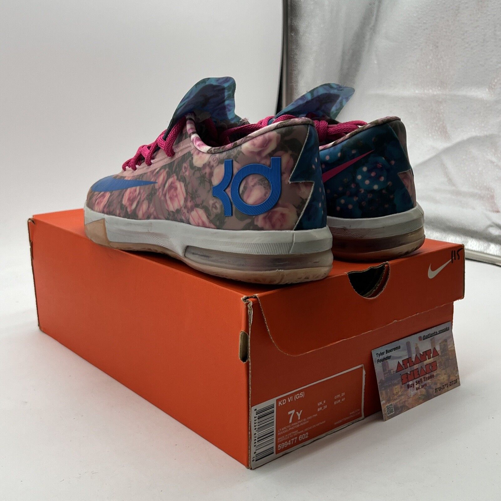 Size 7Y - Nike KD VI (GS) (599477 602) Arctic Pink Flower Aunt Pearl