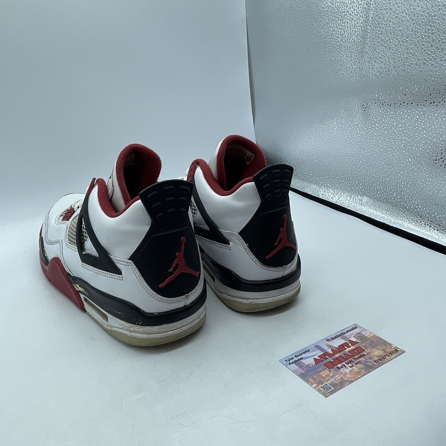 Size 10 - Jordan 4 Retro Fire Red 2012 Black White Leather (308497-110)