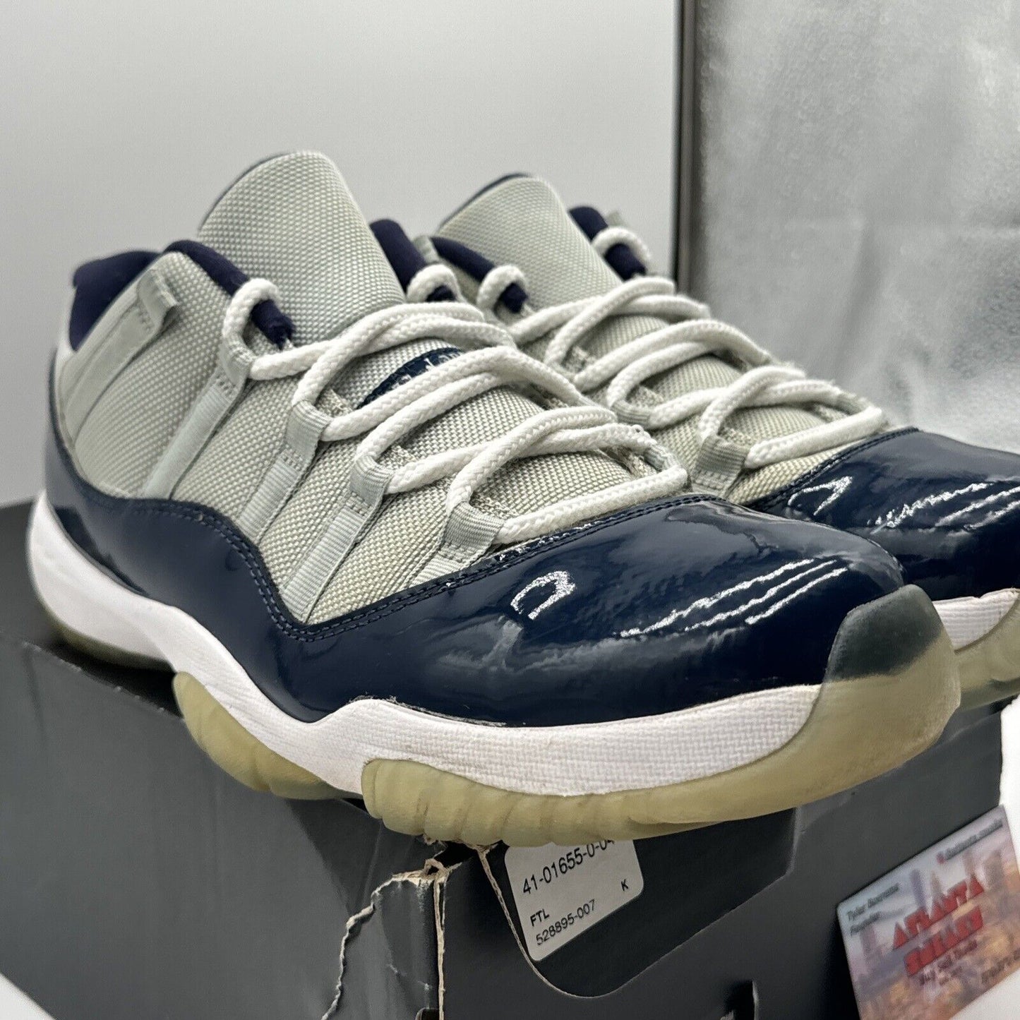 Size 10.5 - Jordan 11 Retro Low Georgetown 2015 Blue Navy Patent Grey Icy Soles