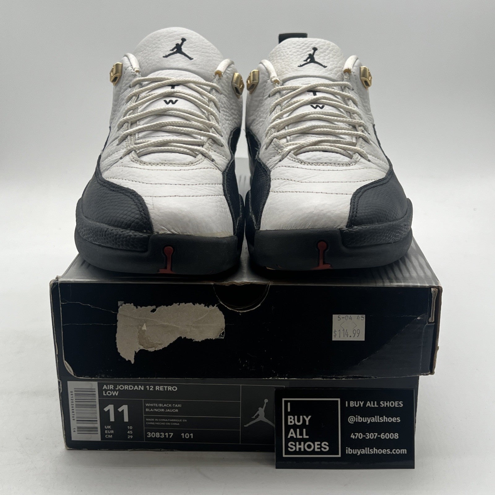 Size 11 - Air Jordan 12 Retro 2004 Low Taxi (308317-101)