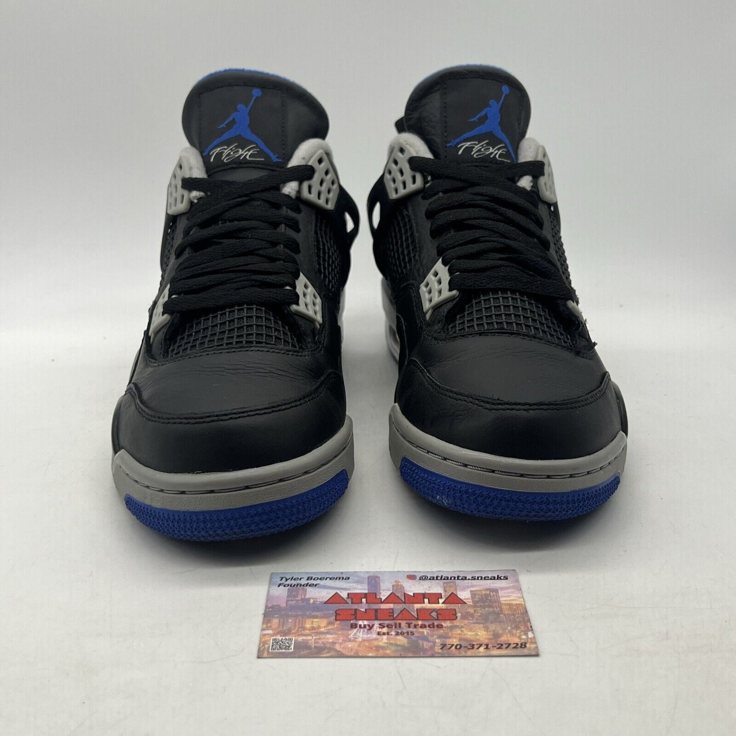 Size 10 - Jordan 4 Retro Motorsports Alternate 2017 Black Grey White 308497-006