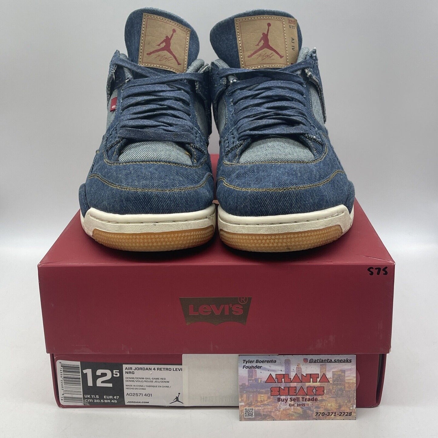 Size 12.5 - Levi's x Air Jordan 4 Retro Denim Blue Yellow Brown (AO2571-401)