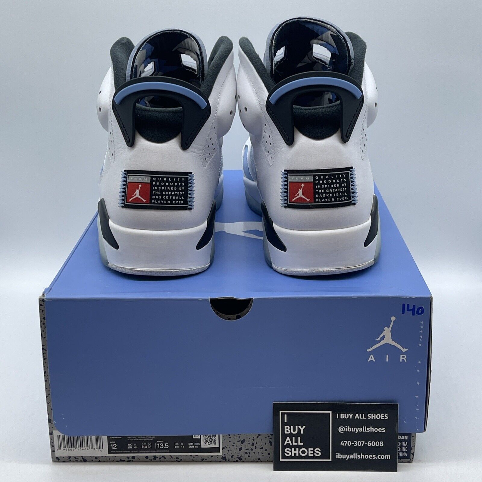 Size 12 - Jordan 6 Retro Mid UNC Home Blue White Suede Leather (CT8529-410)