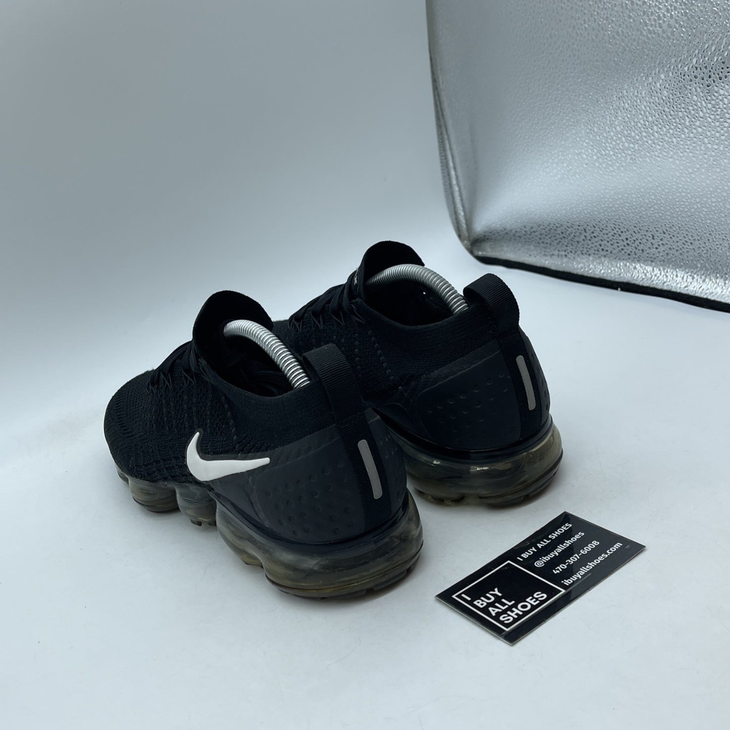 Size 9.5 - Nike Air VaporMax Flyknit 2 Black White Suede Leather (942842-001)