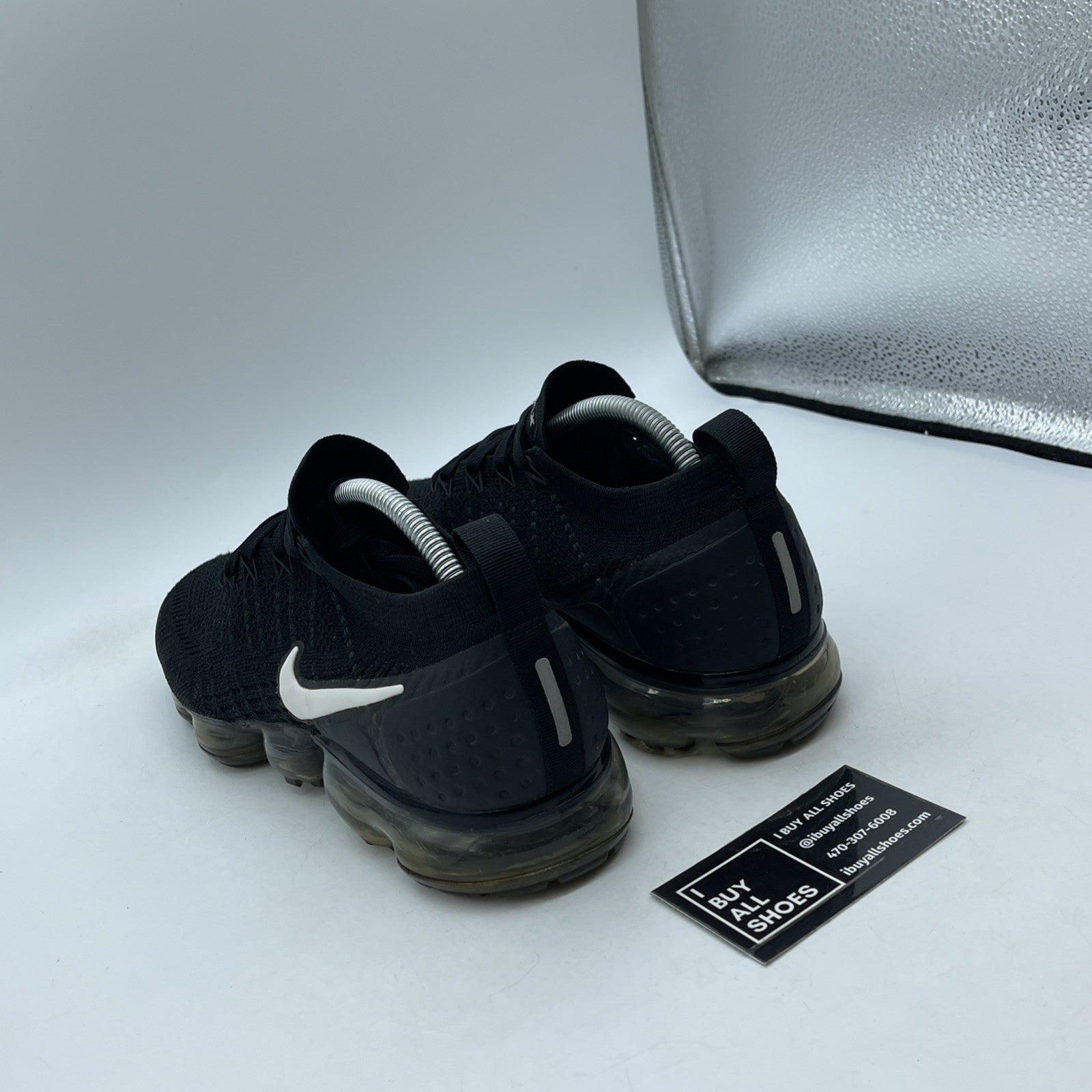 Size 9.5 - Nike Air VaporMax Flyknit 2 Black White Suede Leather (942842-001)