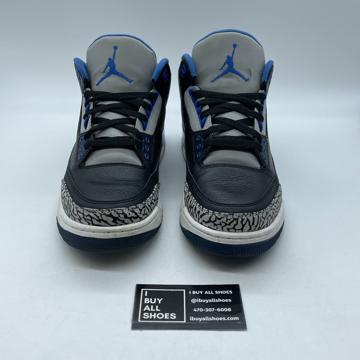 Size 9.5 - Air Jordan 3 Retro Sport Blue Black Grey Suede Leather (136064-007)