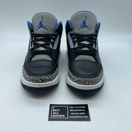 Size 9.5 - Air Jordan 3 Retro Sport Blue Black Grey Suede Leather (136064-007)