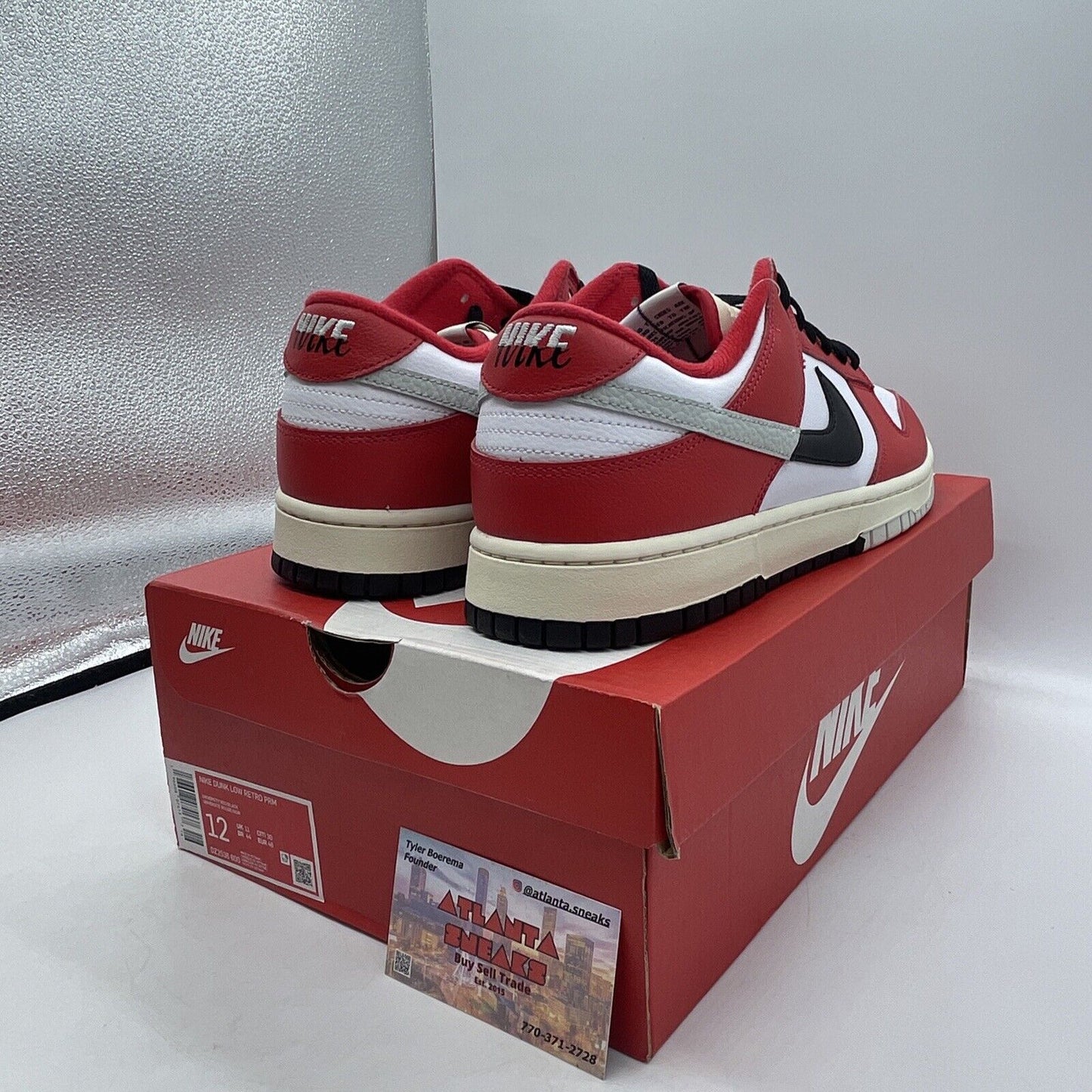 Size 12 - Nike Dunk Low Split - Chicago Red Black White Leather (DZ2536-600)