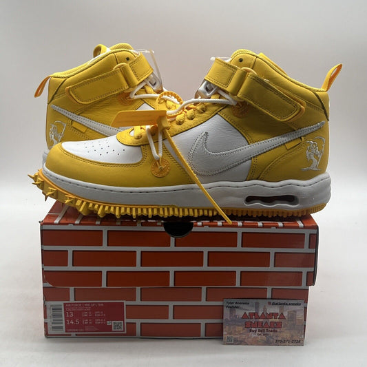 Size 13 - Nike Off-White x Air Force 1 SP Leather Mid Varsity Maize (DR0500-101)