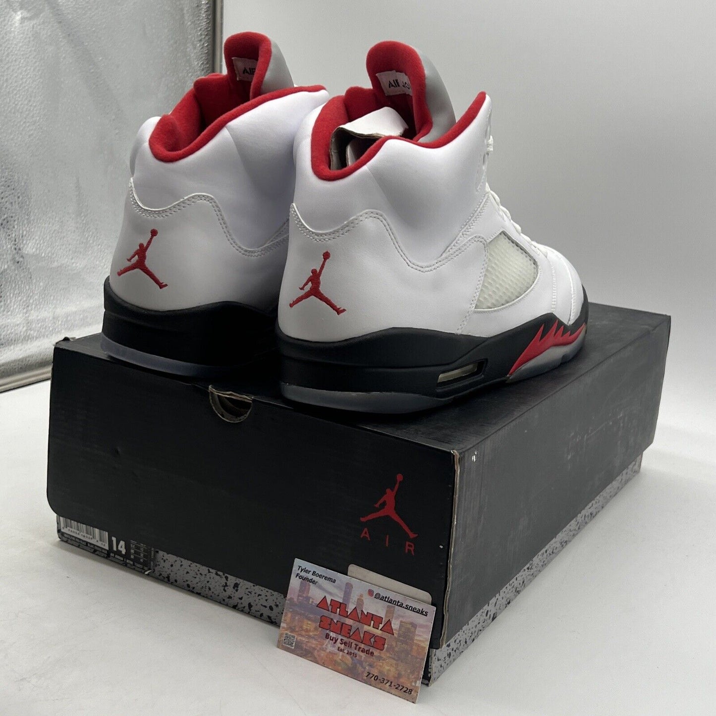 Size 14 - Air Jordan 5 Retro 2013 Fire Red Black White Leather (136027-100)