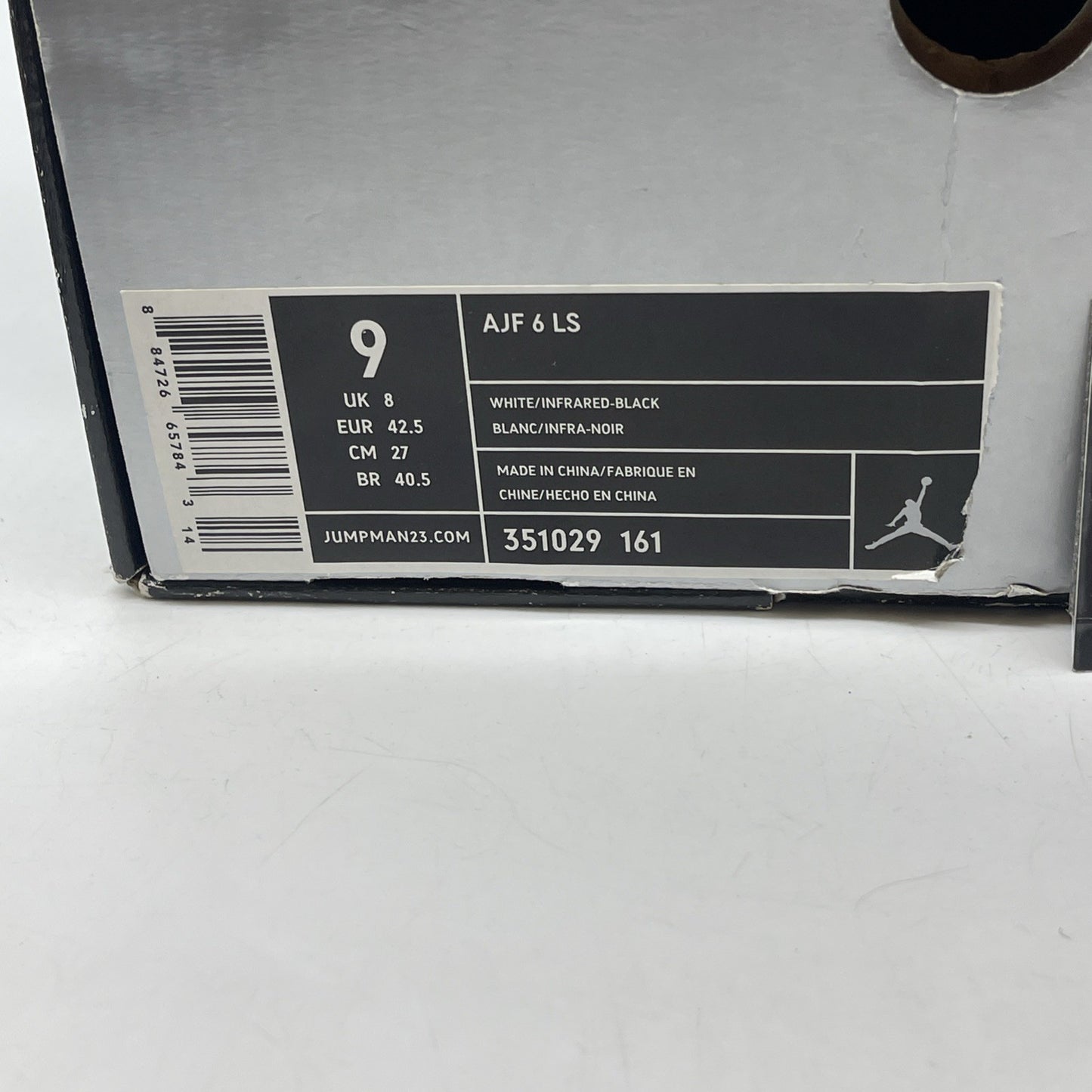 Size 9 - Air Jordan Fusion 6 White Infrared (351029-161)