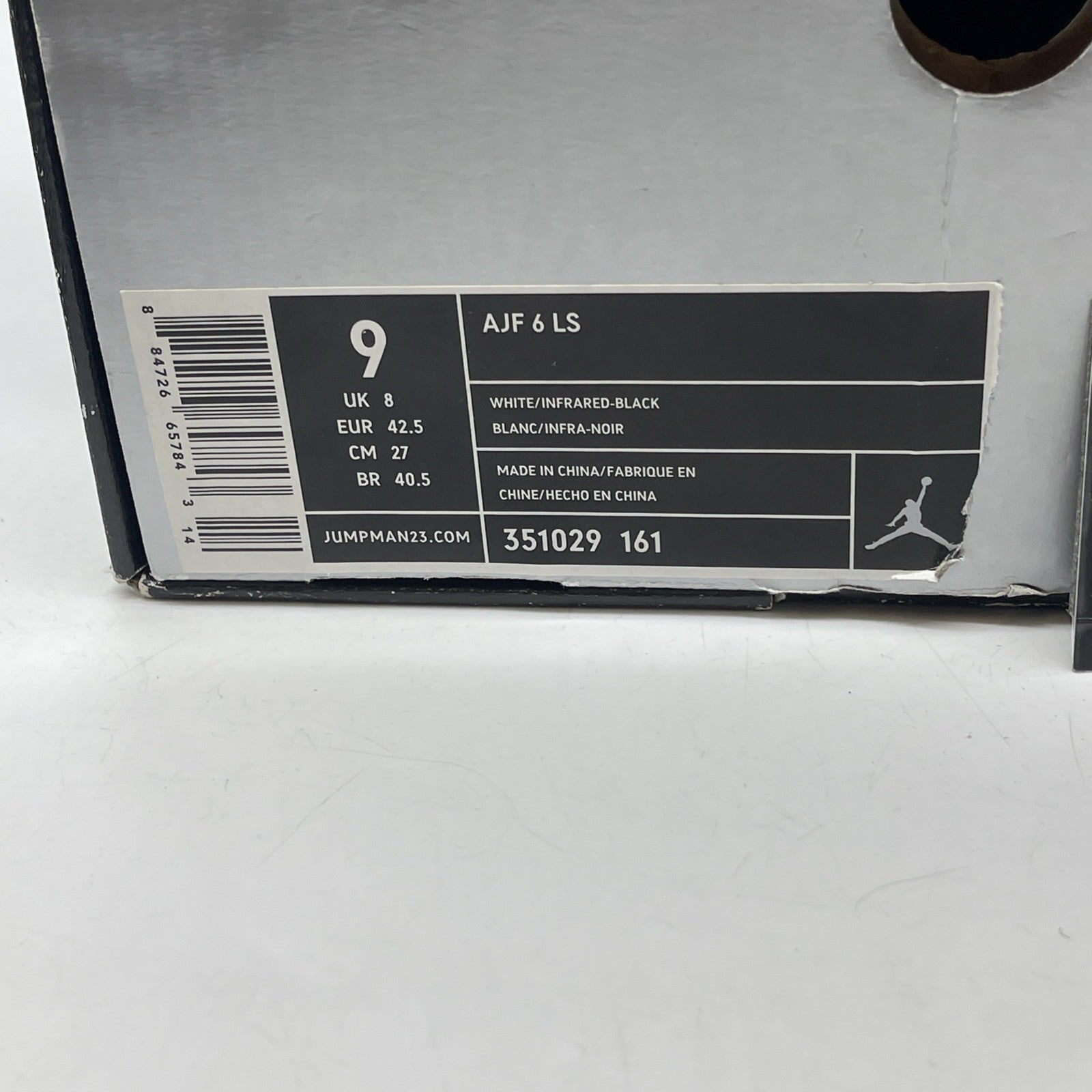 Size 9 - Air Jordan Fusion 6 White Infrared (351029-161)