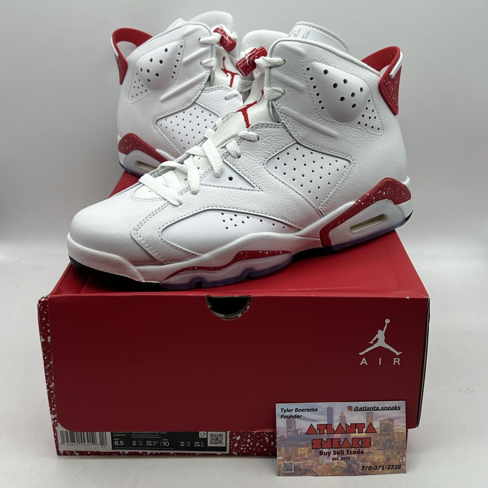 Size 8.5 - Jordan 6 White and University Red 2022 Brand New Og All