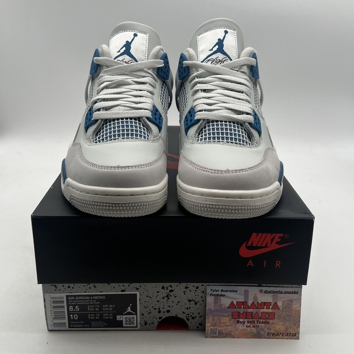 Size 8.5 - Air Jordan 4 Retro 2024 Military Blue (FV5029-141).