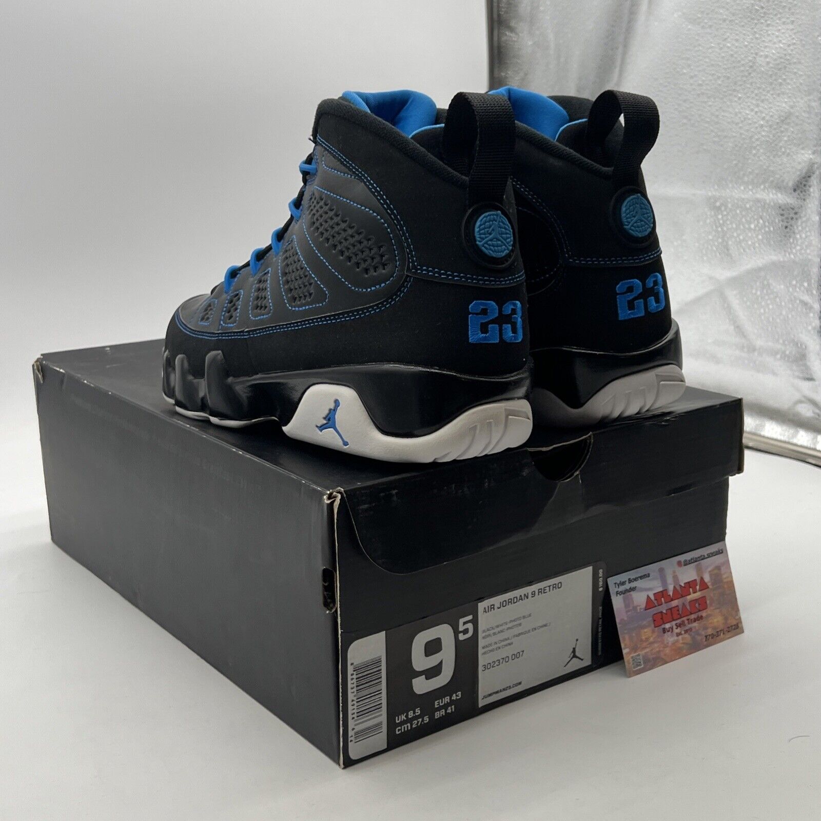 Size 9.5 - Air Jordan 9 Retro Photo Blue (302370-007)