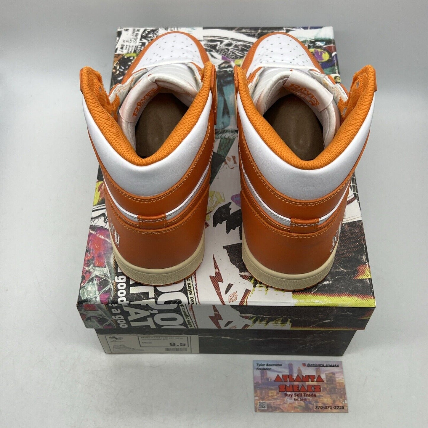 Reves Paris Air Kiy '85 Hi White/Orange Men's 8.5 Shoes Sneakers