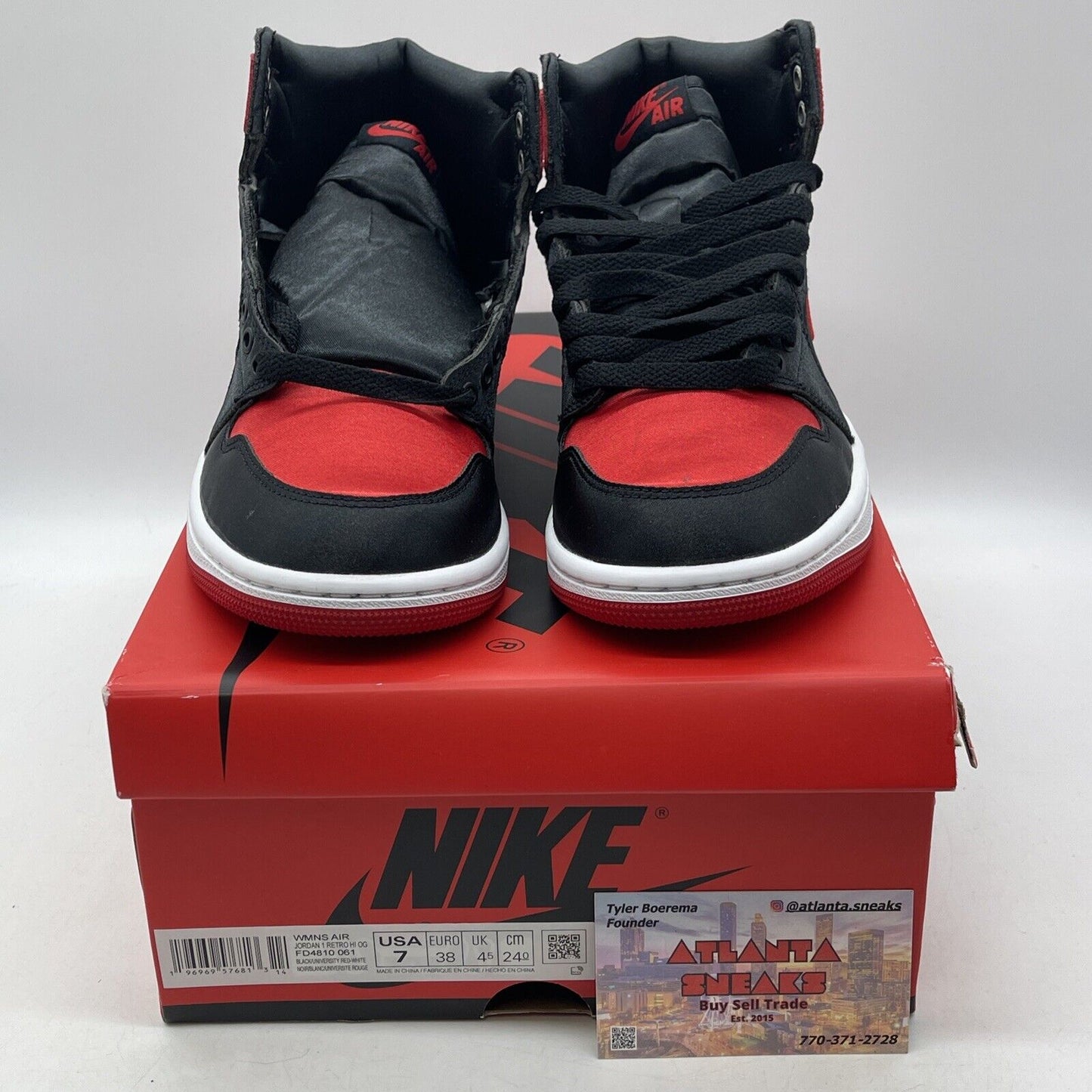 Size 7W - Air Jordan 1 Retro OG 2023 High Satin Bred Black White (FD4810-061)