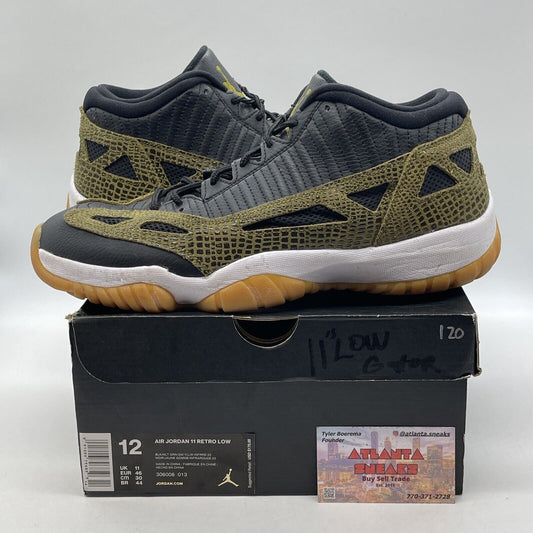 Size 12 - Air Jordan 11 IE Low Croc Green Suede Black Leather (306008-013)