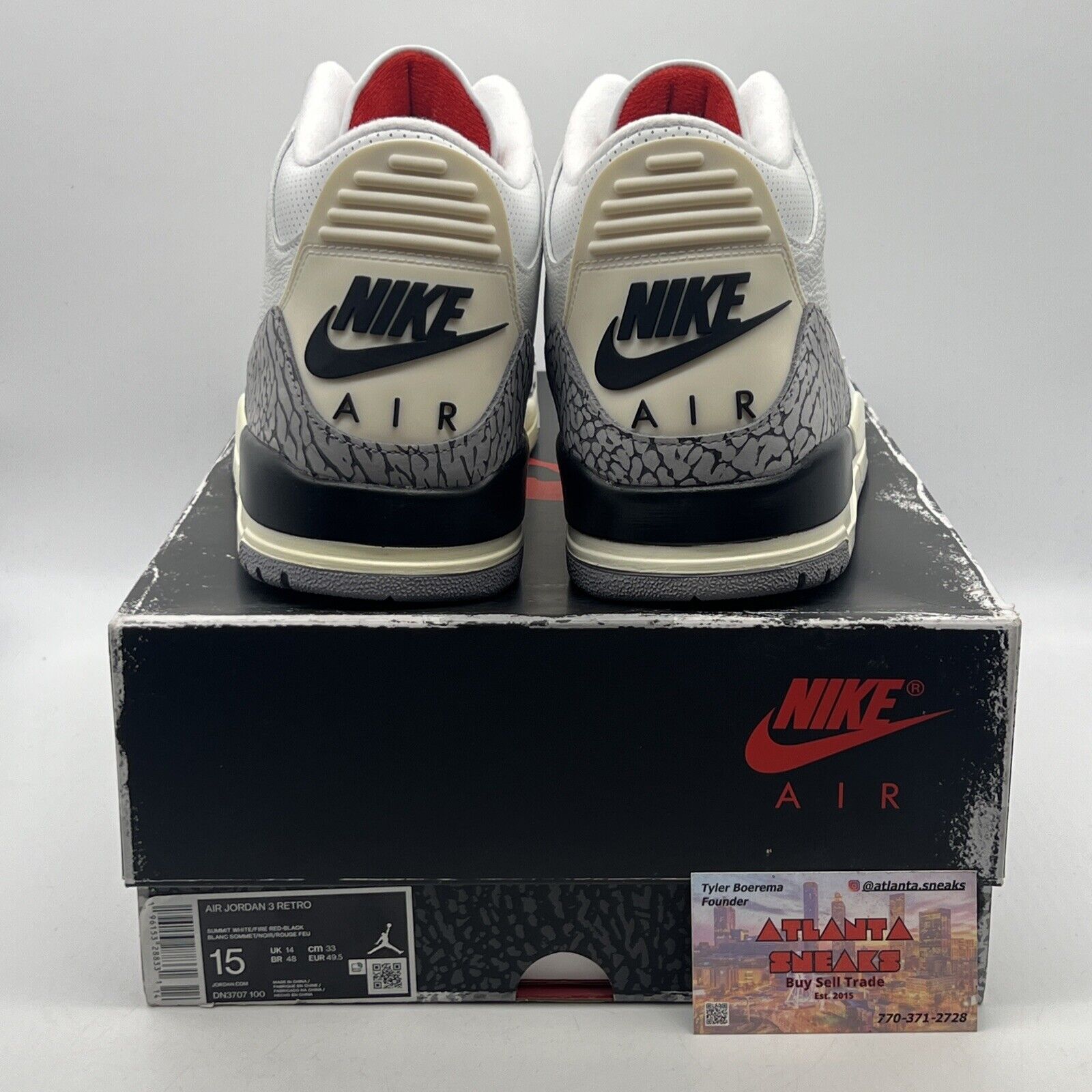 Size 15 - Jordan 3 Retro Mid White Cement Reimagined Red Black Grey (DN3707-100)