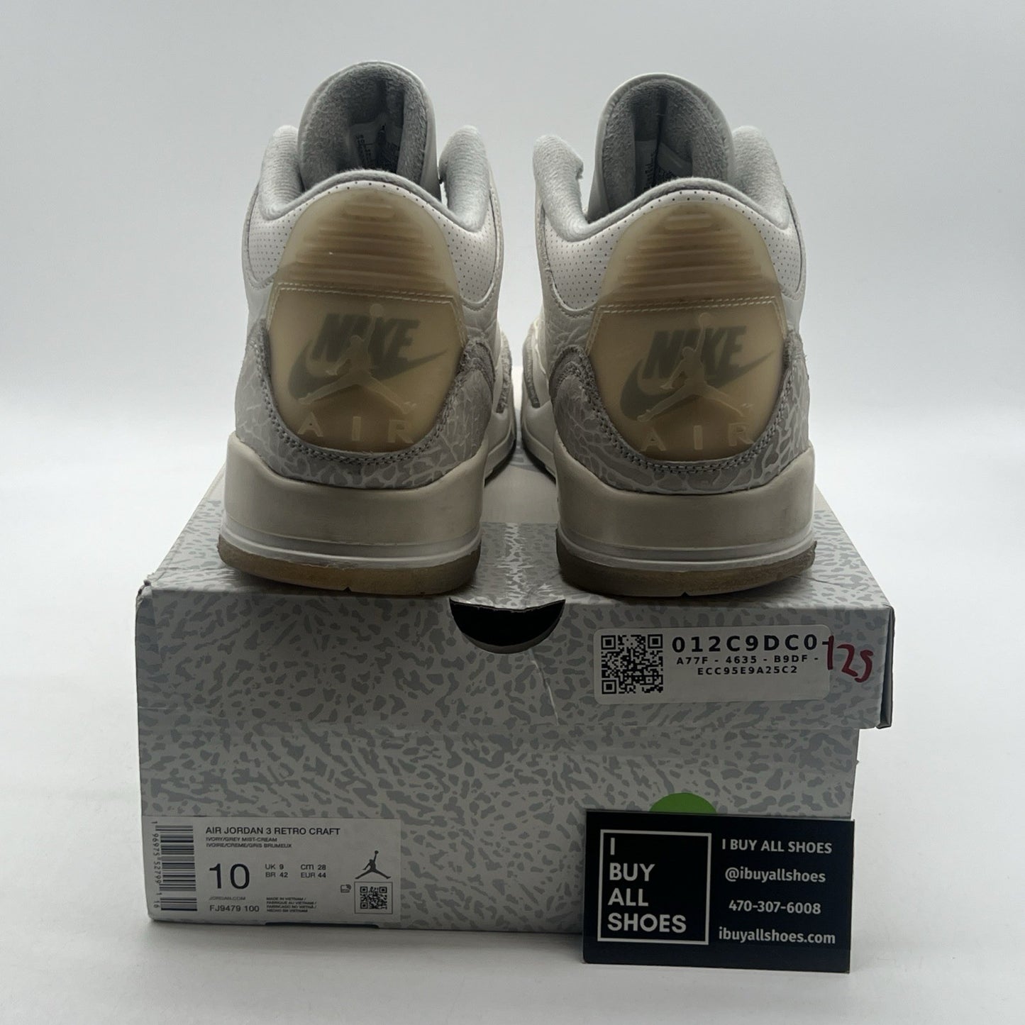 Size 10 - Air Jordan 3 Retro Craft Ivory/Grey White Leather (FJ9579-100)