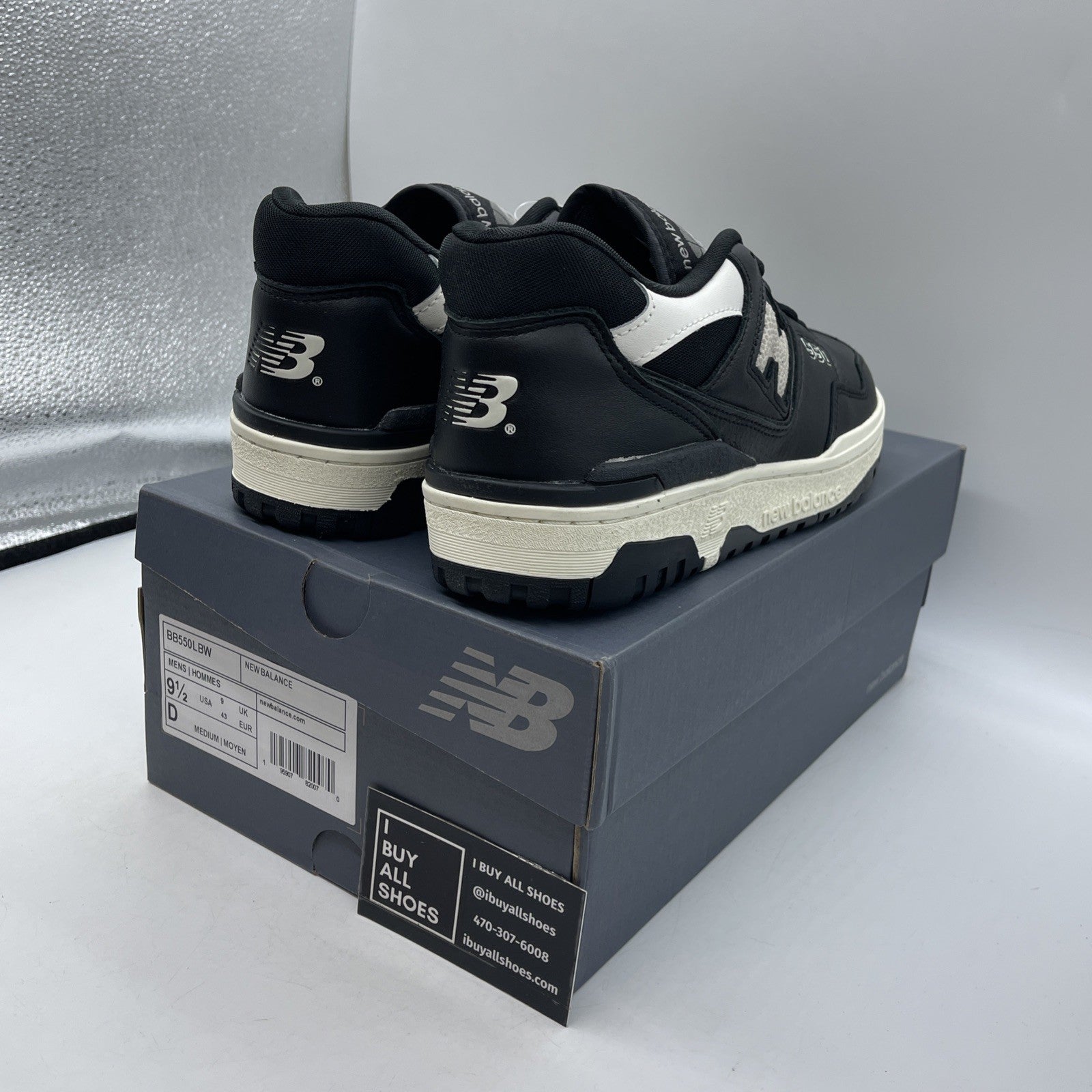 Size 9.5 - New Balance 550 Panda Black White Leather (BB550LBW)