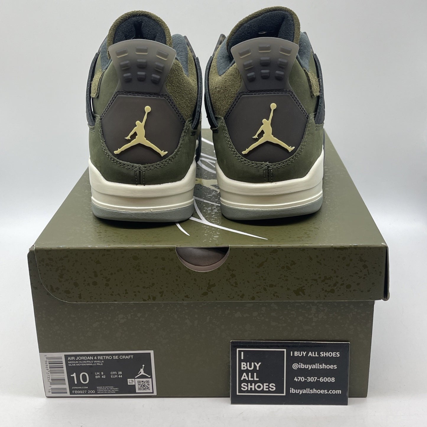 Size 10 - Jordan 4 SE Retro Low Craft - Olive Black Suede Leather (FB9927-200)