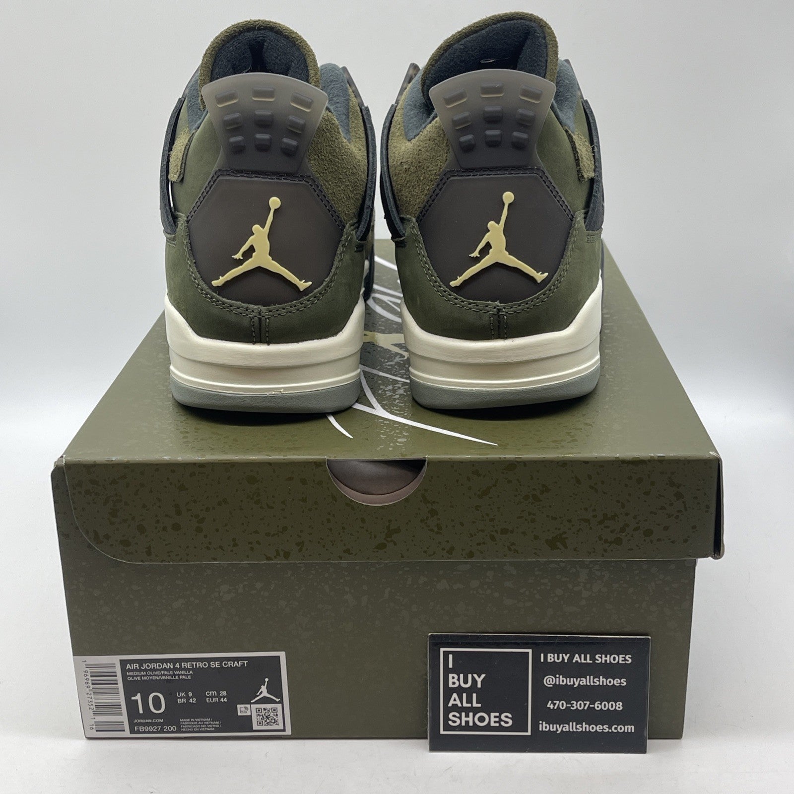 Size 10 - Jordan 4 SE Retro Low Craft - Olive Black Suede Leather (FB9927-200)