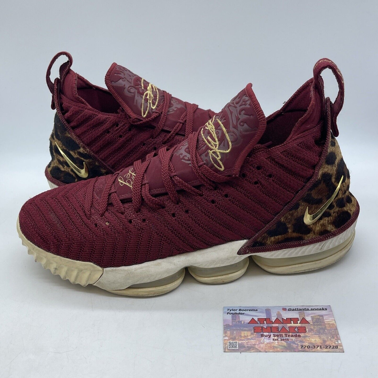 Size 12 - Nike LeBron 16 King Burgundy Gold White Brown (AO2588-601)